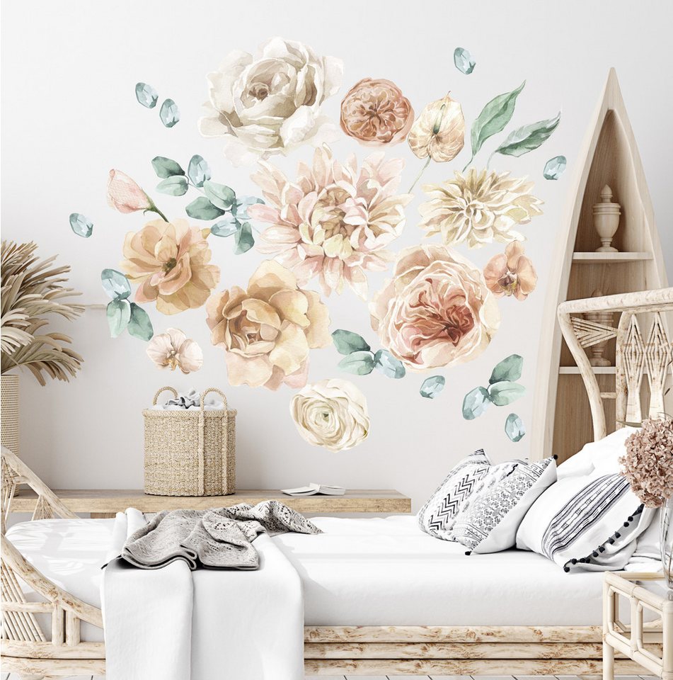 Olli&Elli.design Wandtattoo Wildblumen Wandtattoo, Aquarelle Rosen Blumen und Pfingstrosen, Rückstandslos abziehbar, Wasserbasierte Farbe, Selbstklebend Olli&Elli.design Wandtattoo Wildblumen Wandtattoo, Aquarelle Rosen Blumen und Pfingstrosen, Rückstandslos abziehbar, Wasserbasierte Farbe, Selbstklebend von Olli&Elli.design