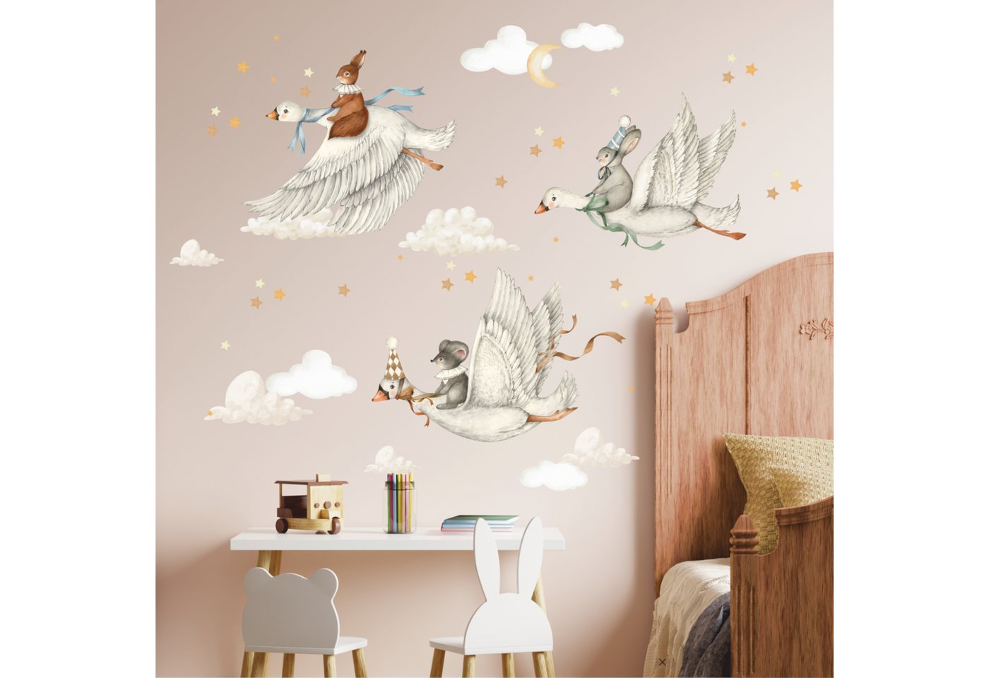 Olli&Elli.design Wandtattoo Fliegende Schwäne und Gänse Aquarell, ca. 150x170cm, Rückstandslos abziehbar, Wasserbasierte Farbe, Selbstklebend Olli&Elli.design Wandtattoo Fliegende Schwäne und Gänse Aquarell, ca. 150x170cm, Rückstandslos abziehbar, Wasserbasierte Farbe, Selbstklebend von Olli&Elli.design