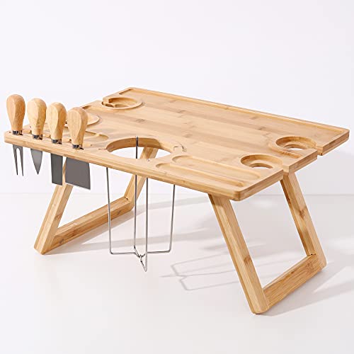 Couch-Armlehne mit 2 drehbaren Tabletts, verstellbarer Sofa-Arm-Clip-Tisch mit Aufbewahrungsbox und 360°-Handyhalter, Bambus-Couch-Armlehnentisch für Snacks, Getränke oder Essen (natürlich) von Ollieroo