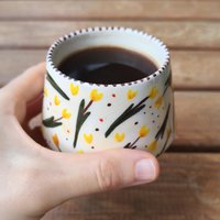 Handbemalte Florale Espressotasse Keramik Kaffeetasse | 150 Ml von OlliveCeramics
