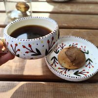 Handbemalte Keramik Tasse Mit Untertasse Espresso, Cappuccino Handbemalte Keramik Tasse Mit Untertasse Espresso, Cappuccino von OlliveCeramics