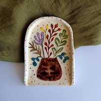 Handgemacht Keramik Löffel Ablage Gravierte Blumenmuster, Küchen Dekor Handgemacht Keramik Löffel Ablage Gravierte Blumenmuster, Küchen Dekor von OlliveCeramics