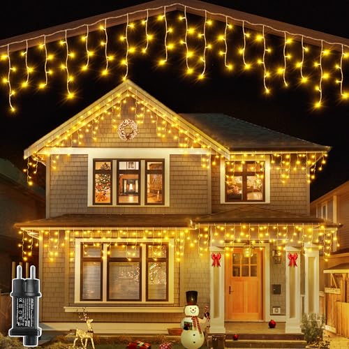 Ollny Eisregen Lichterkette außen warmweiß, 3.6M 108 LED Eisregen Lichterkette außen mit Stecker, wasserdicht Weihnachtsbeleuchtung außen für Balkon Haus Fenster Traufe Vorbau Geländer Ollny Eisregen Lichterkette außen warmweiß, 3.6M 108 LED Eisregen Lichterkette außen mit Stecker, wasserdicht Weihnachtsbeleuchtung außen für Balkon Haus Fenster Traufe Vorbau Geländer von Ollny