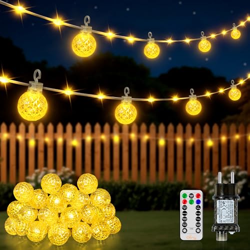 Ollny Lichterkette Außen 20M, IP67 Wasserdicht Lichterkette Strom mit Fernbedienung, 8 Modi Timer Dimmbar Warmweiß Lichterkette Outdoor für Garten Terrasse Balkon Hochzeit Party Ollny Lichterkette Außen 20M, IP67 Wasserdicht Lichterkette Strom mit Fernbedienung, 8 Modi Timer Dimmbar Warmweiß Lichterkette Outdoor für Garten Terrasse Balkon Hochzeit Party von Ollny