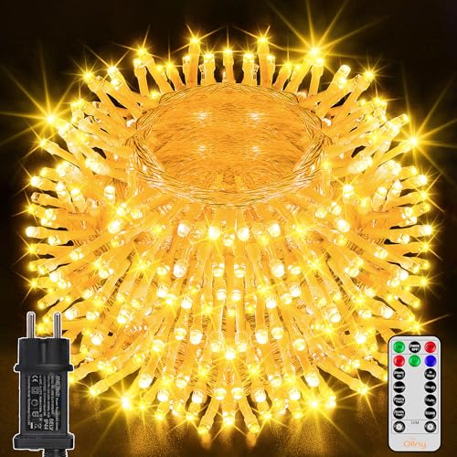 Ollny Lichterkette außen 40M 400 LED Lichterkette warmweiß 8 Modi mit Fernbedienung IP44 Wasserdicht Timer Lichterkette innen außen Party Hochzeit Ostern Garten von Ollny