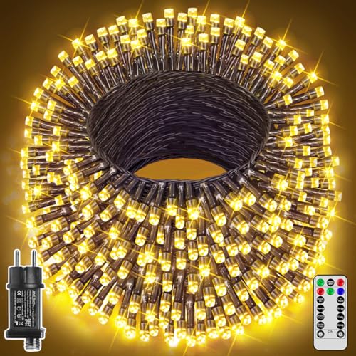 Ollny 60M 600 LED Lichterkette Warmweiß mit Fernbedienung Timer, 8 Modi Wasserdicht für Innen, Balkon, Garten, Party von Ollny