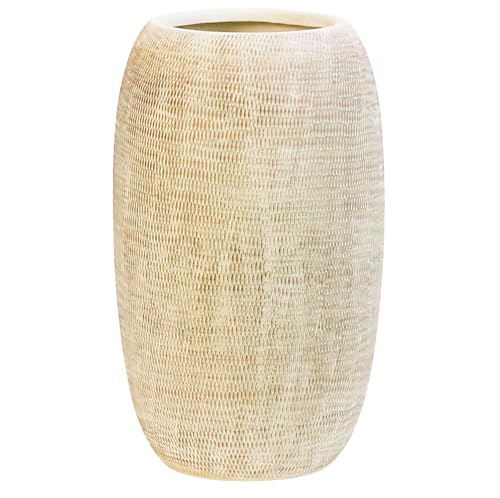 Athena Vase - Große Blumenvase - Aged Off White Keramikvasen Gemustert von Olly & Rose