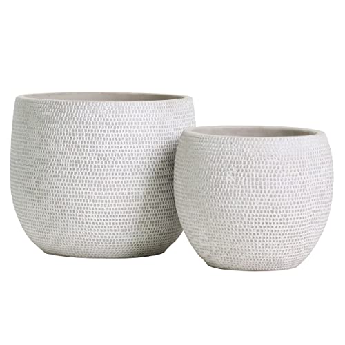 Olly & Rose Barcelona Keramik-Blumentopf-Set 2 – Pflanzgefäße für drinnen und draußen (weiß) von Olly & Rose