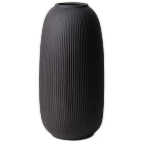 Portsea Lines Tonvase in Anthrazit – gehärtete Keramikvase – 25 cm Blumenvase (schwarz) von Olly & Rose