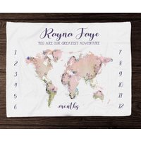 Floral Map Meilenstein Decke - Baby Girl Monatliches Wachstums Decke-Personalisierte Decke-Babyparty-Geschenk-Gewohnheits-Abenteuer Floral Map Meilenstein Decke - Baby Girl Monatliches Wachstums Decke-Personalisierte Decke-Babyparty-Geschenk-Gewohnheits-Abenteuer von OllyandEvie
