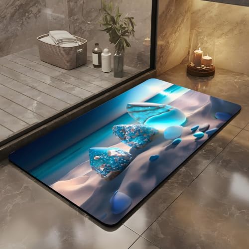 Olnamaro Badteppich rutschfeste,Seltene 3D-Muster Badematte(Fels der Hoffnung),Badezimmer Deko,Badematte Rutschfester Badezimmerteppich Absorbierender Badteppich,Dekorative Atmosphäre 60X40CM von Olnamaro