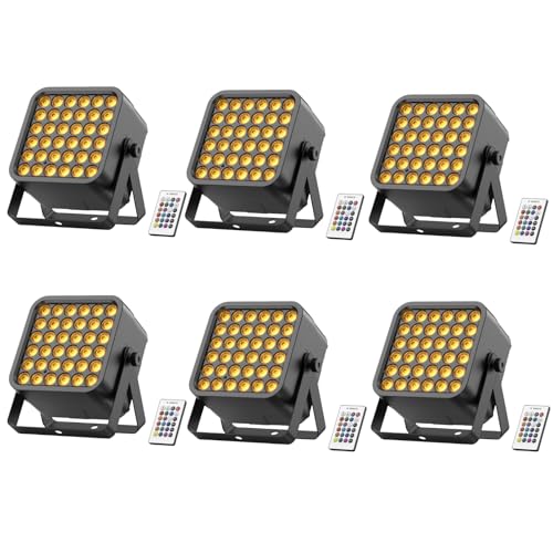 6PCS 36 LED Akku Par Strahler, 54W 6 in 1 RGBWA+UV Par Licht, Disco Partylicht Scheinwerfer mit 5200mAh Batterie Fernbedienung Auto 8/10CH, Wiederaufladbar Geeignet für Bühne Party Geburtstag Club von Oloaxolx