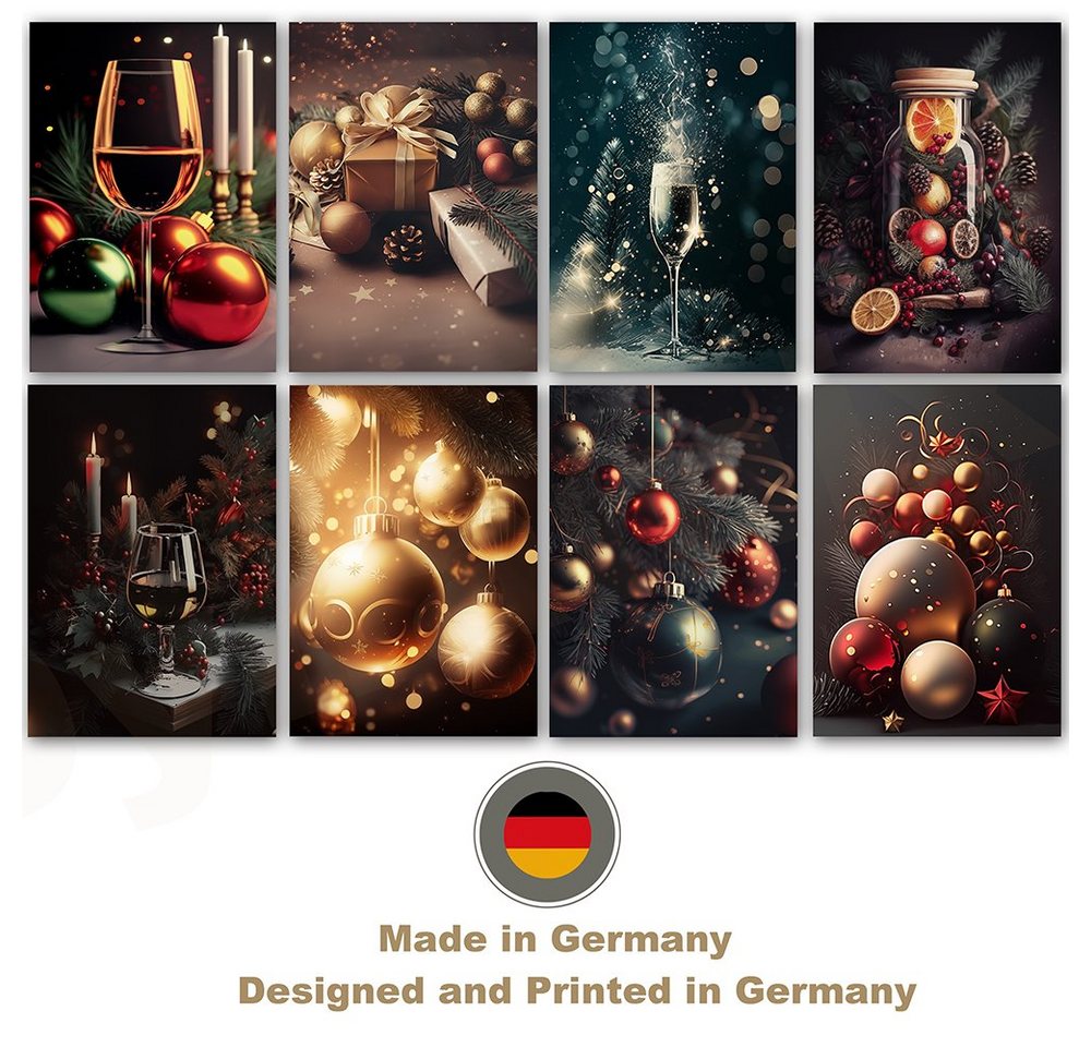 Olotos Kunstdruck Premium Poster Set Wanddeko Wandbilder Bilder 8 x A5 OHNE Bilderrahmen, Weihnachten ideale für Wohnzimmer, Schlafzimmer, Küche,Kinderzimmer von Olotos