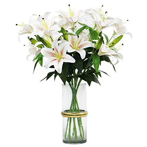 Olrla 60 cm lange künstliche Lilie, 8 blühende Blütenköpfe, 4 Knospen, 3D-Druck, künstliche Tigerlilien, Blumen für Hochzeit, Zuhause, Hotel, Büro, Dekoration (Farbverlauf, Champagner) von Olrla