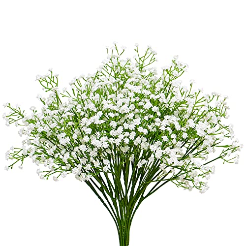 Olrla Schleierkraut Künstliche Blumen, 10 Stück Weiß Schleierkraut Pflanzen Gypsophila Blumen für Hochzeit Brautsträuße Dekoration(Weiß) von Olrla