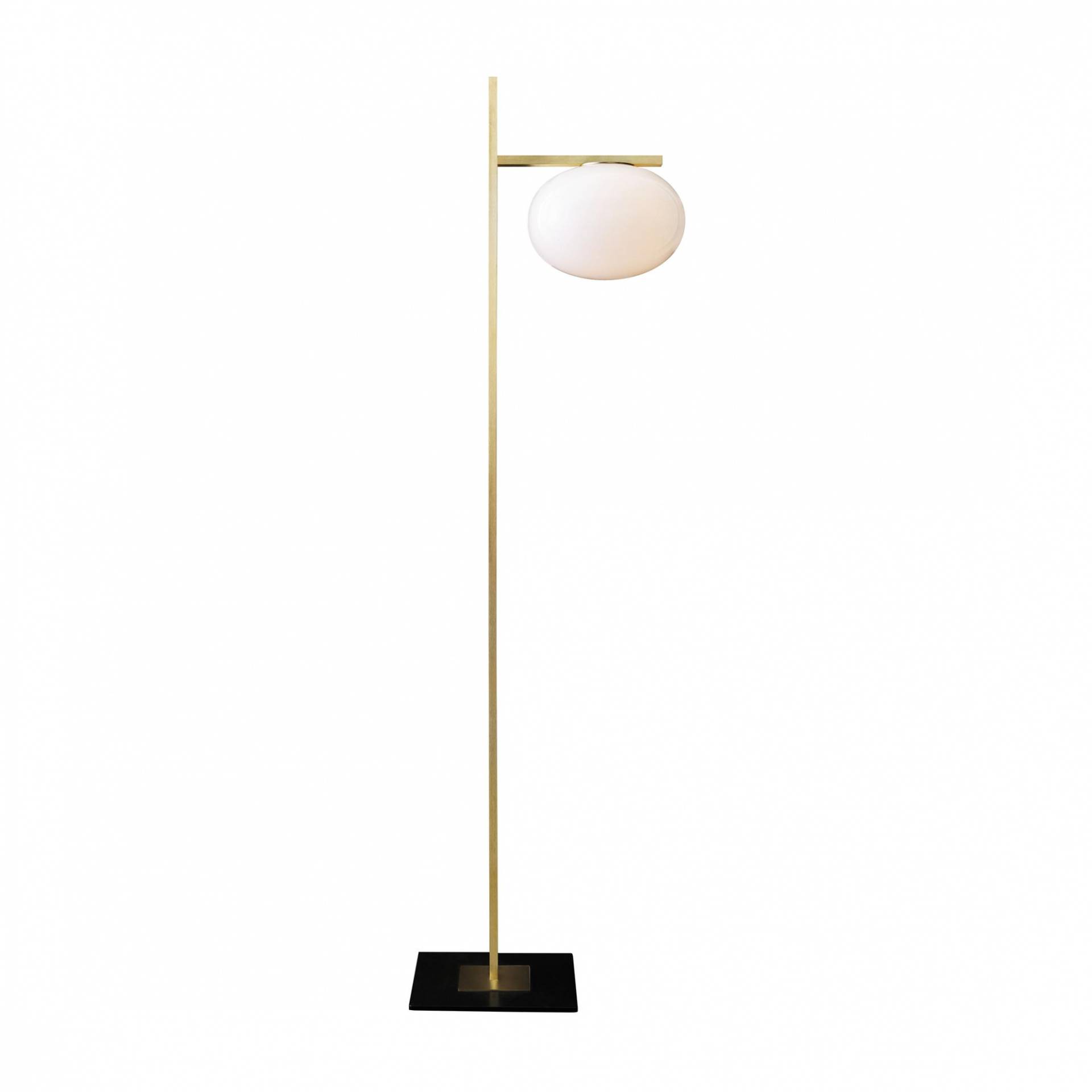 Oluce - Alba 382 Stehleuchte - opal/mit Dimmer/BxH 28,5x161cm/Gestell Messing satiniert von Oluce