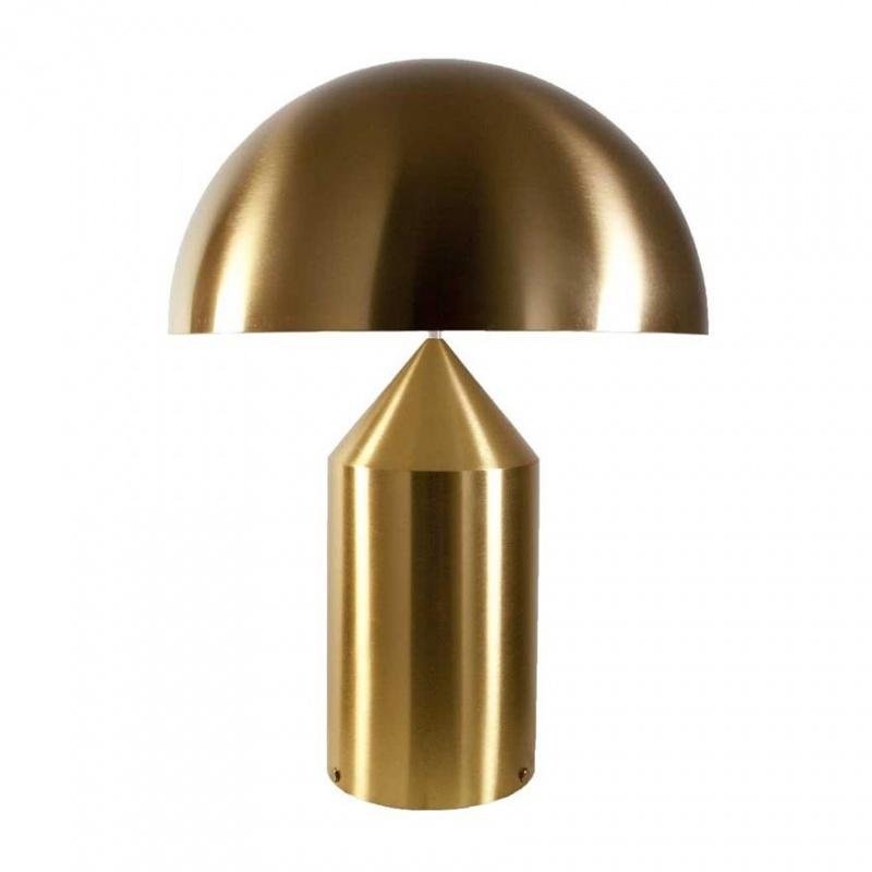 Oluce - Atollo 233 Tischleuchte gold - gold/Innenseite weiß RAL9003/H x Ø 70x50cm/mit Dimmer/ mit E27 Fassung von Oluce