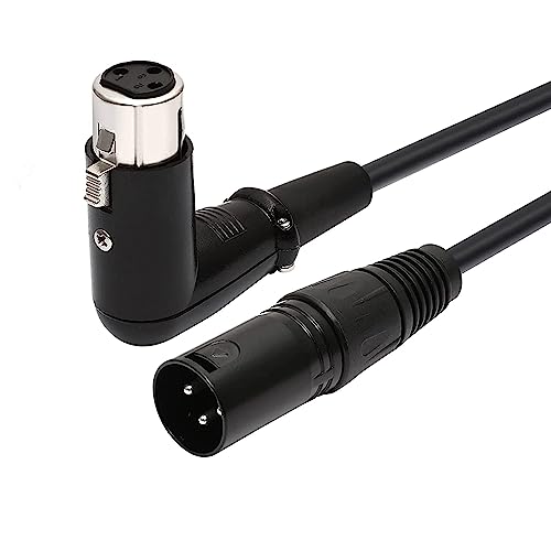 Oluote 3 Poliges XLR Stecker Buchse 90 Grad Rechtwinkliges Mikrofon Audio Verlängerungskabel (5M) von Oluote