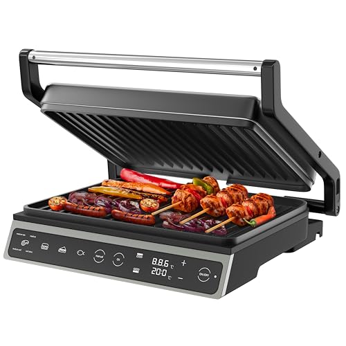 Olvy Kontaktgrill mit Touchscreen - PFAS-frei - 7 Automatik-Programme - 180° aufklappbar 1800W Antihaft Grillplatte - Temperaturregelung & Timer – Panini & Sandwichmaker aus Edelstahl Olvy Kontaktgrill mit Touchscreen - PFAS-frei - 7 Automatik-Programme - 180° aufklappbar 1800W Antihaft Grillplatte - Temperaturregelung & Timer – Panini & Sandwichmaker aus Edelstahl von Olvy