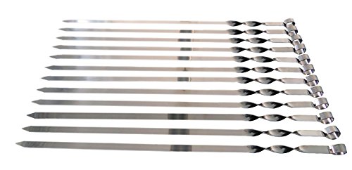 Edelstahl Schaschlikspiesse 60cm / 2mm Stärke / 1,5cm Breite / EXTRA STARK / Schampura Grillspiesse Fleischspiesse auch für Mangal (24 Stück) von OLYMP