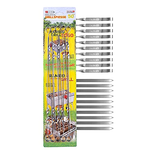 OLYMP 10 Schaschlikspiesse 1,5 mm. Edelstahl 50cm. Schampura Grillspiesse Fleischspiesse auch für Mangal von OLYMP