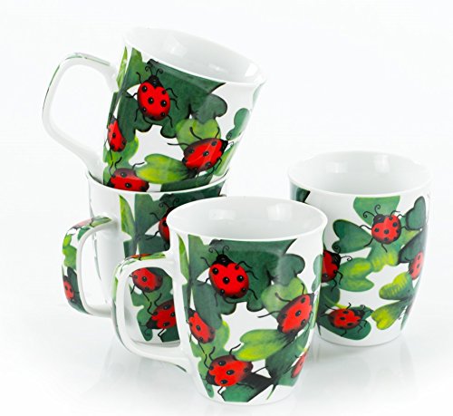 OLYMP Tassen-Set - Marienkäfer, 4 Stück, 400 ml, Porzellan Kaffeebecher von OLYMP