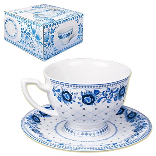 Teeset "Kaiserlich", Design "Gzhel", 1 Tasse 370 ml + 1 Untertasse von OLYMP