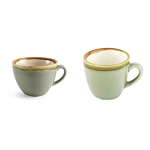 Olympia Kiln Cappuccino-Tasse, Moosfarbe, Porzellan, 230 ml, 6 Stück Espresso-Tasse, 85 ml, Kaffeetassen, Tee-Service, Moos, 6 Stück von Olympia Kiln