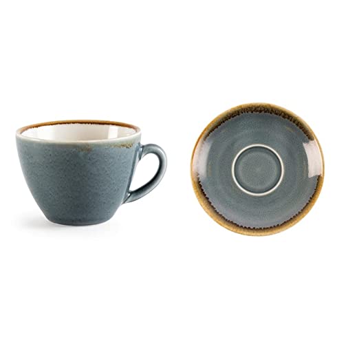 Olympia Kiln Cappuccinotasse, Ozean, aus Porzellan, 230 ml, 6 Stück Espressountertasse – Ozeanblau (Ocean) – Porzellan – 115 mm – 6 Stück von Olympia Kiln