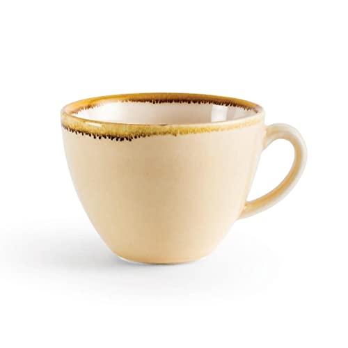 Olympia Kiln Cappuccino Kaffeetasse Sandstein 230ml / 8oz (6er Pack), Sandsteinfarbenes Porzellan, Mikrowellen- / Spülmaschinenfest, Passend für Untertassen: GP331, GP347, GP363, GP479 - GP330 von Olympia