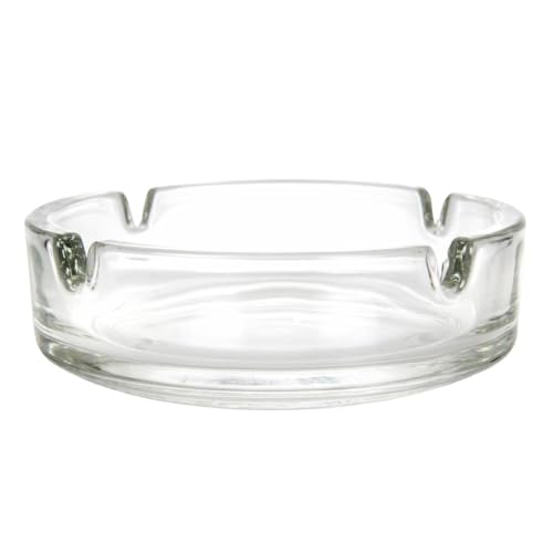 Kleine stapelbare Glasaschenbecher von Olympia (24er-Pack), klares, massives Glas, Größe: 107 mm Durchmesser, Pub-Aschenbecher, D865 von Olympia