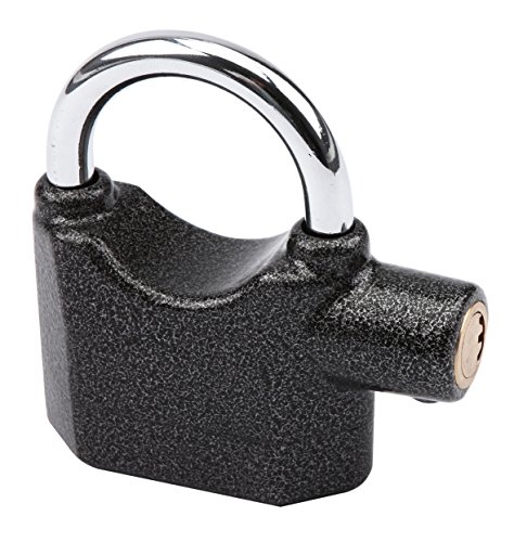 Olympia S 100 S100 Alarmschloss (mit Schlüssel, Korrosionsgeschützt, Sicherheitszylinder, 100 dB Sirene, Alarmgesichertes Vorhängeschloss, Großes Vorhang-Schloss mit Alarm) von Olympia