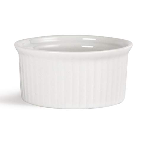 Olympia Whiteware Auflaufförmchen, 70 mm/2,75 Zoll / 60 ml/2,5 oz (12er-Pack), weißes Porzellan – Auflaufförmchen für Crème Brulee, Dip-Sauce-Gericht – ofen-, mikrowellen-, spülmaschinenfest, W435 von Olympia