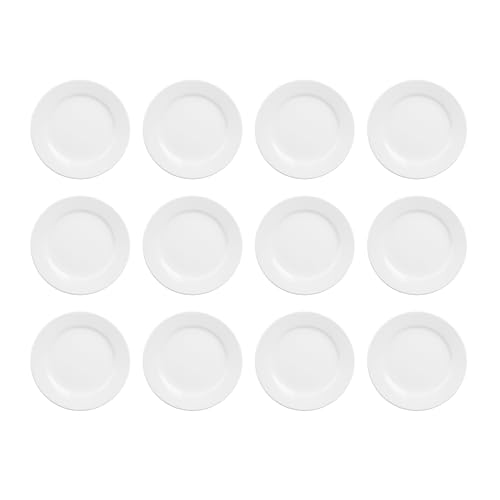 Olympia Athena Hotelware Weißer Teller mit breitem Rand, 12er Pack, Durchmesser: 165mm / 6 1/2 inch, Catering und Restaurant Qualität | CC206 von Olympia