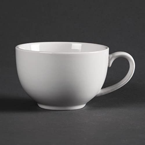 Olympia Whiteware Elegantes Tassen-Set, 230 ml (12 Stück), weiß, passend für Untertasse CD737, verglastes Porzellan, Tee- und Kaffeetassen, mikrowellen-, spülmaschinen- und gefriergeeignet, CD735 von Olympia