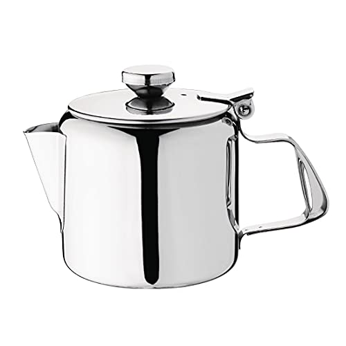 Olympia Concorde Teekanne aus Edelstahl, 410 ml/14 oz, Silber, doppelschichtiger hitzebeständiger Griff, hochglanzpolierte Spiegeloberfläche, spülmaschinenfest, kompakte Teekanne, K677 von Olympia