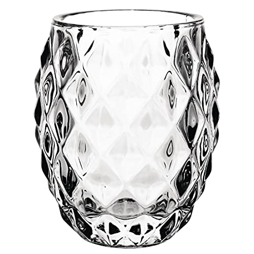 Olympia Glass Diamond Teelichthalter 75 mm (6er-Pack), Klarglas, für Standard-Teelichtkerzen mit 38 (Ø) mm – ideal für Cafés, Restaurants und den Heimgebrauch, GM227 von Olympia