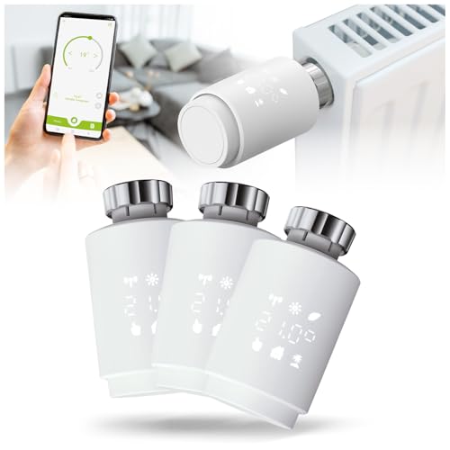 Olympia HT-02Y Smart WiFi-Thermostat | Heizkörperthermostat Smart mit Tuya-App, Alexa & Google | Einfache Installation & programmierbar | Heizungsthermostat | Komfortabel & energieeffizient | 3 STK. von Olympia