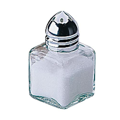 Olympia Mini-Salz- und Pfefferstreuer-Set, 1/2 oz (12 Stück), transparent, Glas mit Chromdeckel, kleine Größe: 50 (H) x 30 (B) x 30 (T) mm, Salz- und Pfefferstreuer für den Zimmerservice, CE328 von Olympia