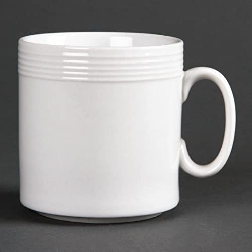Olympia Linear Tassen, 220 ml, 85 x 80 mm, Porzellan, Weiß, 12 Stück von Olympia