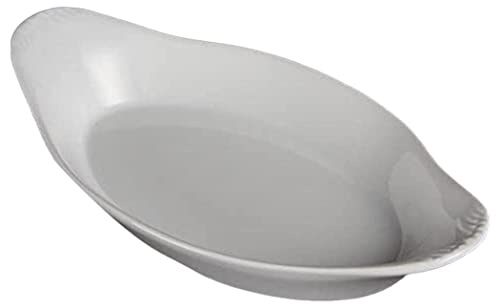 Olympia Whiteware Oval Eared Dishes 270 ml/9,5 oz (6er-Pack), weißes Porzellan, Größe: 244 (B) x 202 (T) mm, ovale Servierschale, Beilagengeschirr – ofen-, mikrowellen- und gefriergeeignet, W427 von Olympia