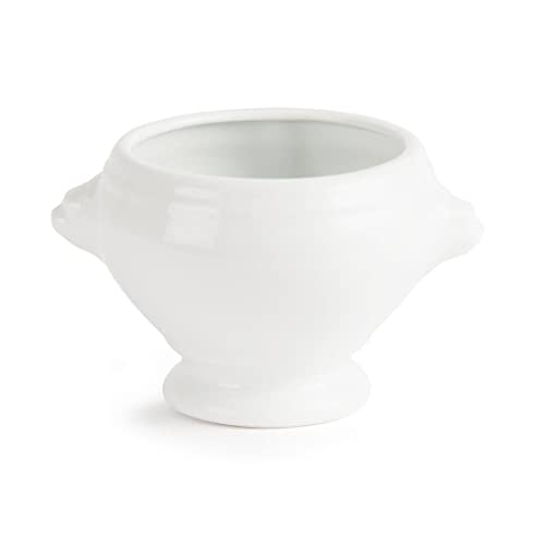 Olympia Whiteware Suppenschüsseln, 475 ml/16,5 oz (6er-Pack), 105 (Ø) mm/ 4 Zoll, weißes Porzellan, Suppenschüssel-Set mit Löwenkopf-Design – mikrowellen-, spülmaschinen- und gefriergeeignet, W442 von Olympia