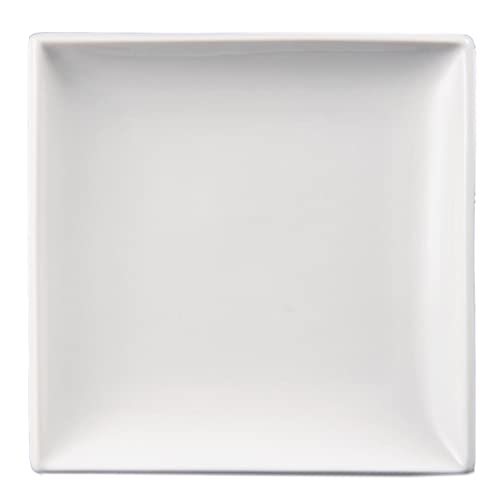 Olympia Whiteware Quadratische Speiseteller 240 mm/9.5 inch (12er Pack), Weißes Porzellan - Backofen-, Mikrowellen-, Spülmaschinen- und Gefrierschrankfest - BS4034 Zertifiziert, U155 von Olympia