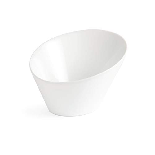 Olympia Whiteware Ovale schräge Schalen 154 x 133 mm 335 ml (4er Pack), Weißes Porzellan Vollständig verglast für Kratz- und Hitzebeständigkeit - Mikrowellen- und spülmaschinenfest, CB079 von Olympia