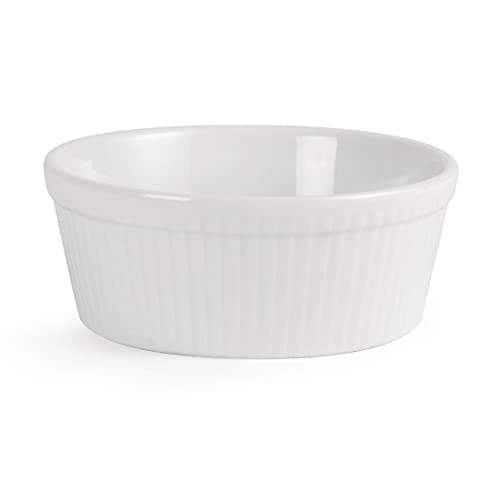 Olympia Whiteware rundes Kuchenformen-Set, 134 x 53 mm (5,25 x 2 Zoll), 6 Stück, weißes, vollständig verglastes Porzellan – ofen-, mikrowellen-, gefrier- und spülmaschinenfest, C042 von Olympia