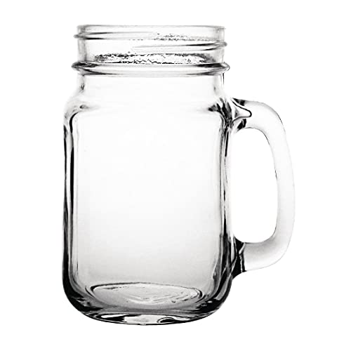 Olympia Mason Jars 450 ml/16 oz (12 Stück), Klarglas, Trinkmarmeladengläser mit Griffen, Overnight-Oats-Behälter, spülmaschinenfest, Deckel separat erhältlich, gewerbliche und private Nutzung, CE678 von Olympia