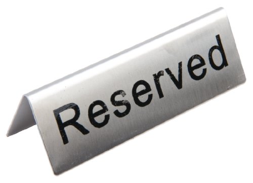Olympia Premium Reserviert-Schilder für Tische (10 Stück), gebürsteter Stahl, Reserviert-Tischschild, Größe: 35 (H) x 51 (B) x 38 (T) mm, doppelseitig, stapelbar, korrosionsbeschädig, U051 von Olympia