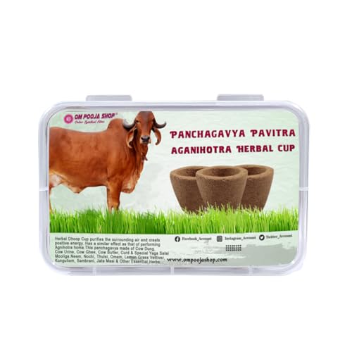 Om Pooja Shop Panch Kavya Kräuter-Dhoop-Becher für das tägliche Gebet, natürlicher Dhoop Stick – 2,5 cm, 12 Stück von Om Pooja Shop