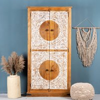 Wandschrank Narowal, Mango Holz, Handgeschnitzt von OmHomeGarden