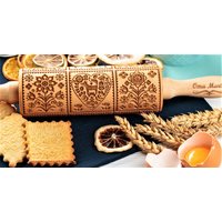 Folk Geprägte Nudelholz Strukturierte Kekse Springerle Geschenk Für Sie Cookie Stempel Backform Fondant Gemusterte Walze Lebkuchen von OmaMarta